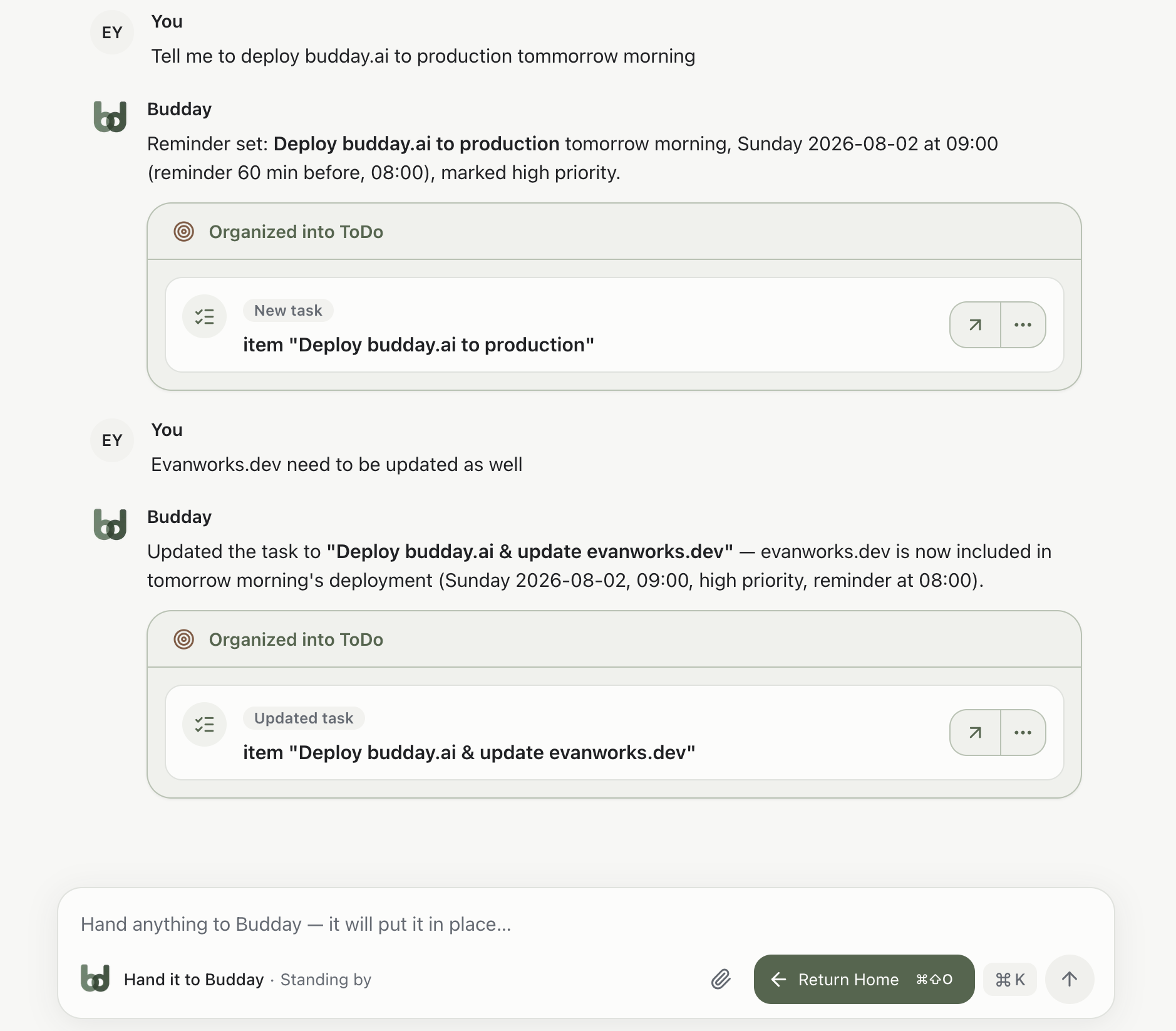 Budday timeline view